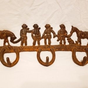 Coat Rack Cast Iron Western Cowboys